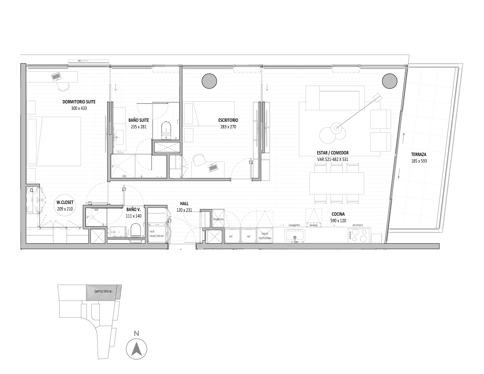Planta Modelo 229 - Depto 1103 – Isidora Benjamín