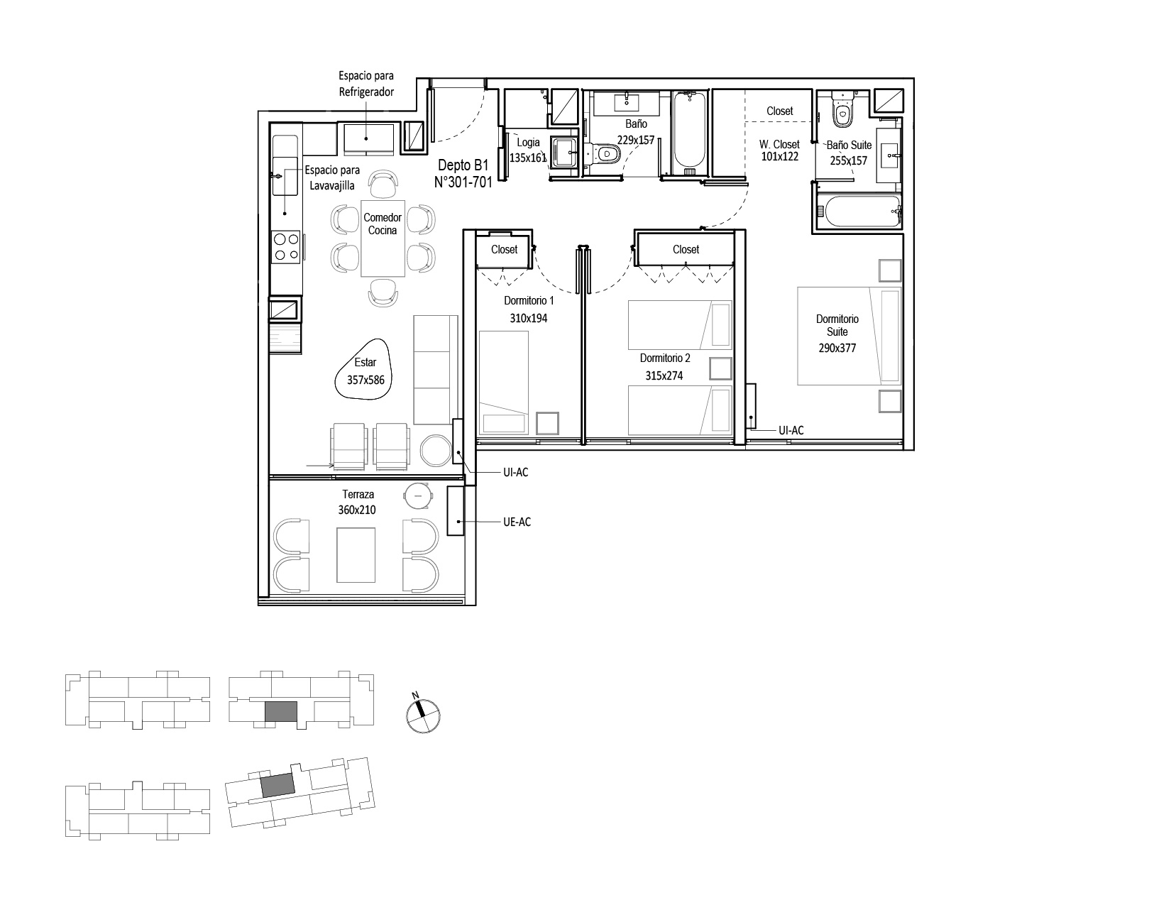 Planta Modelo 276 - Depto 201 D – Edificio Cuvée 2